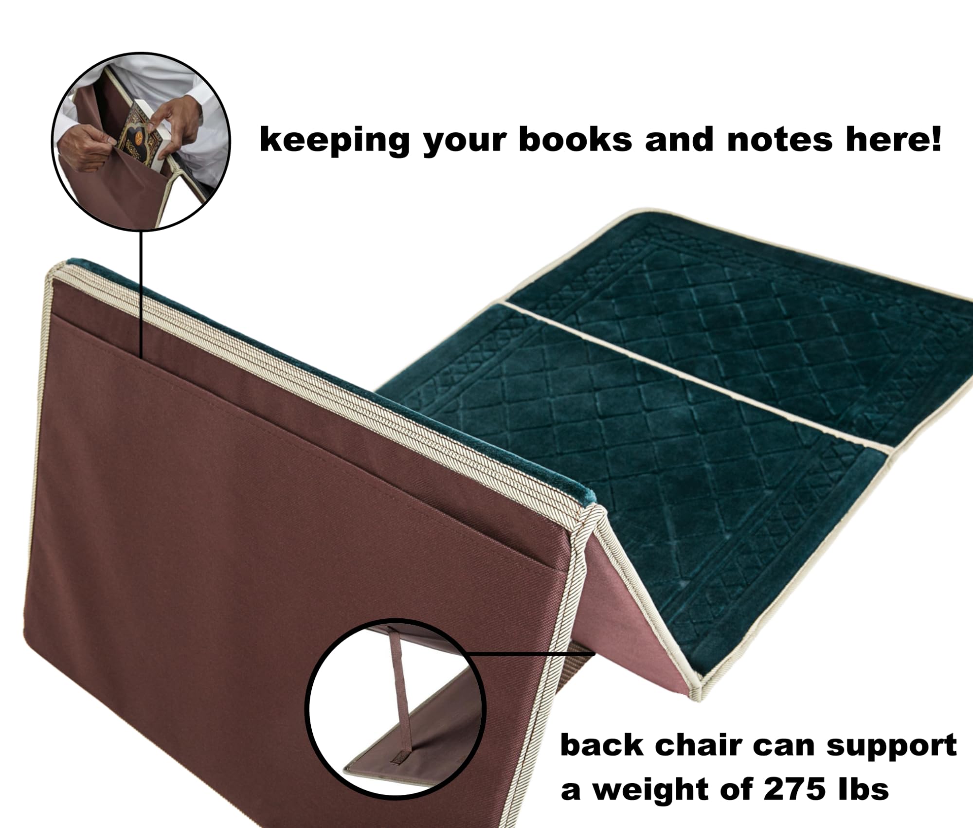 prayer rug with back support