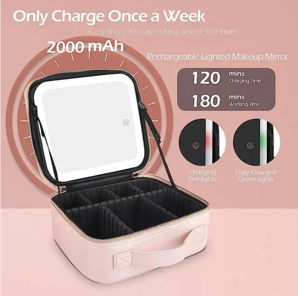 Smart LED Makeup Bag With Mirror