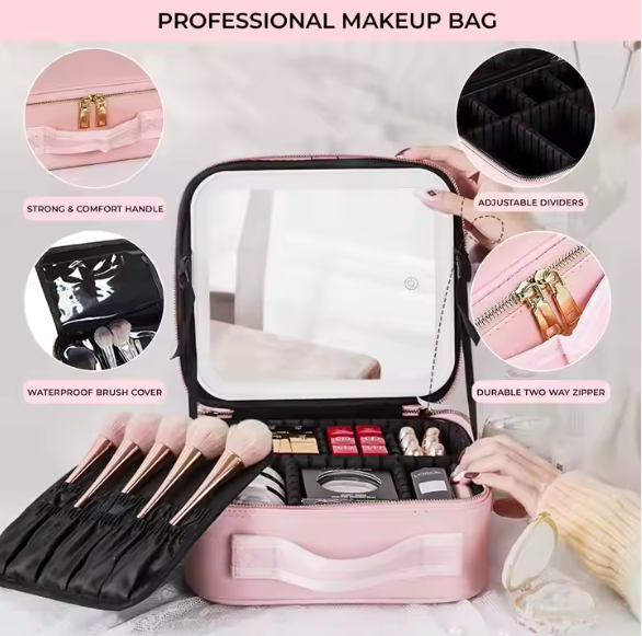 Smart LED Makeup Bag With Mirror