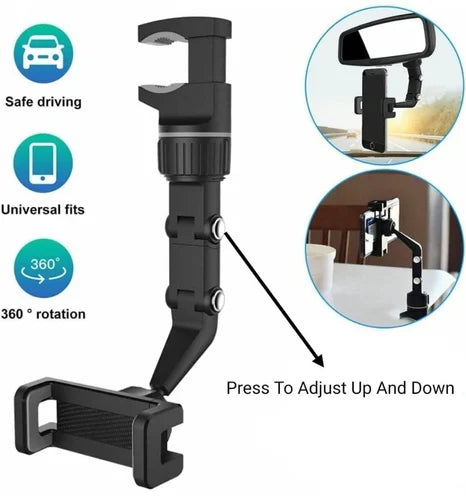 ✨🚗 360° Adjustable  Mirror Phone Holder 📱🔄